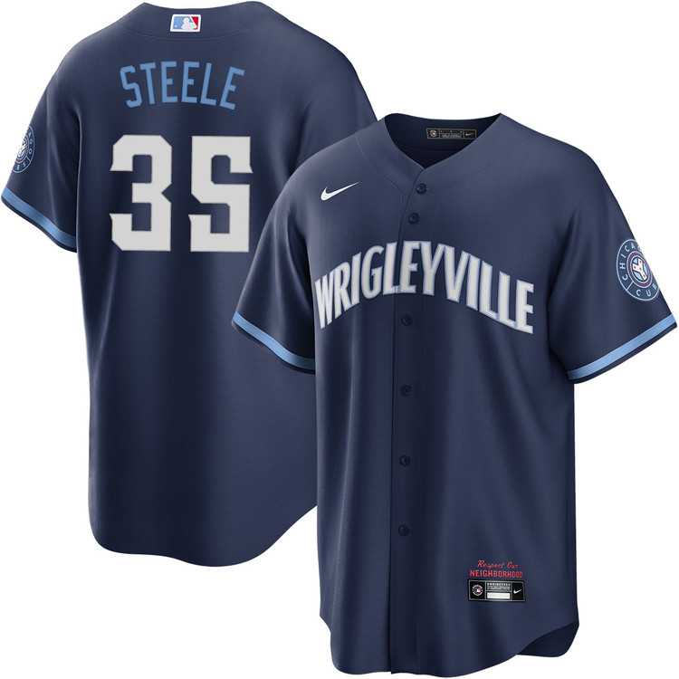 Men's Chicago Cubs #35 Justin Steele Nike Navy City Connect Jersey Dzhi